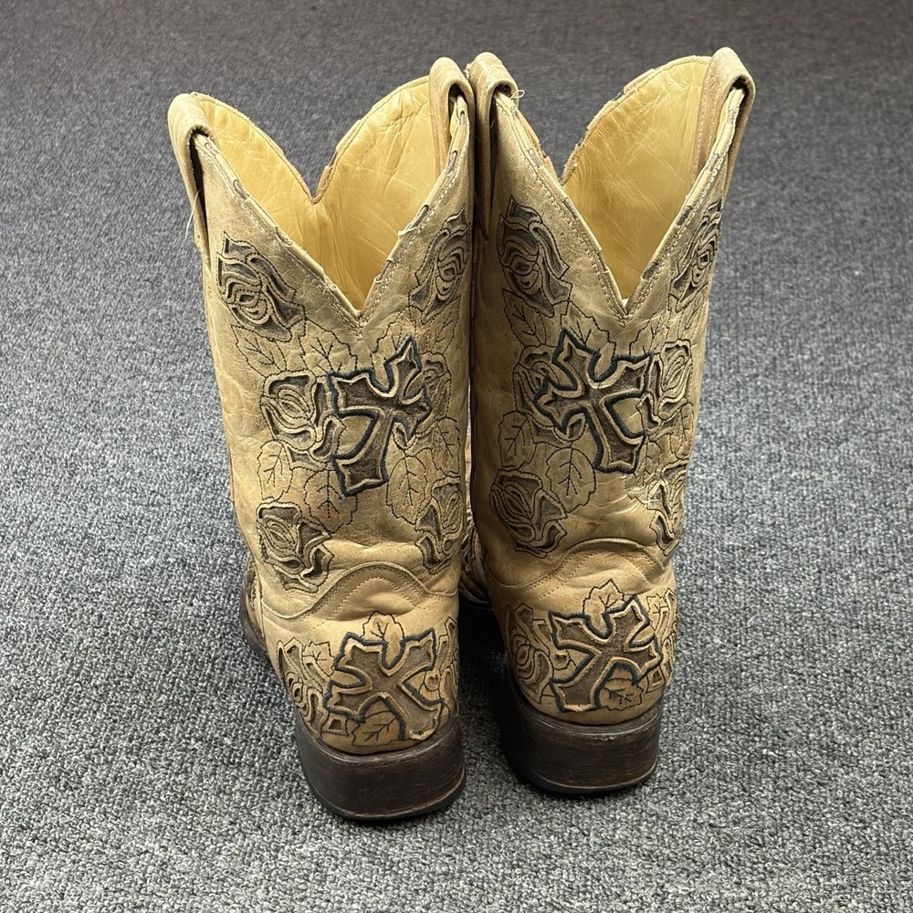 Corral R2375 Boots Womens 10 M Antique Saddle Tan Cross Rose Square Toe Western - Picture 5 of 9